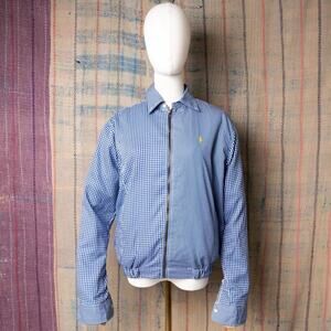 Custom upcycled polo harrington jacket